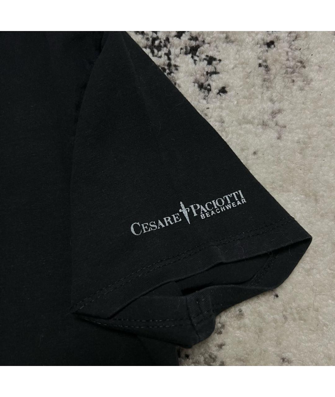CESARE PACIOTTI Черная хлопковая футболка, фото 4