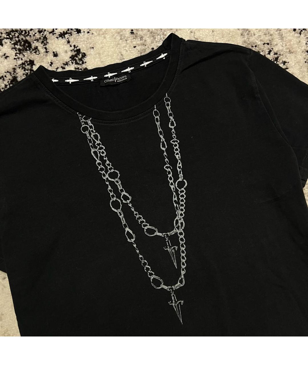 CESARE PACIOTTI Черная хлопковая футболка, фото 2