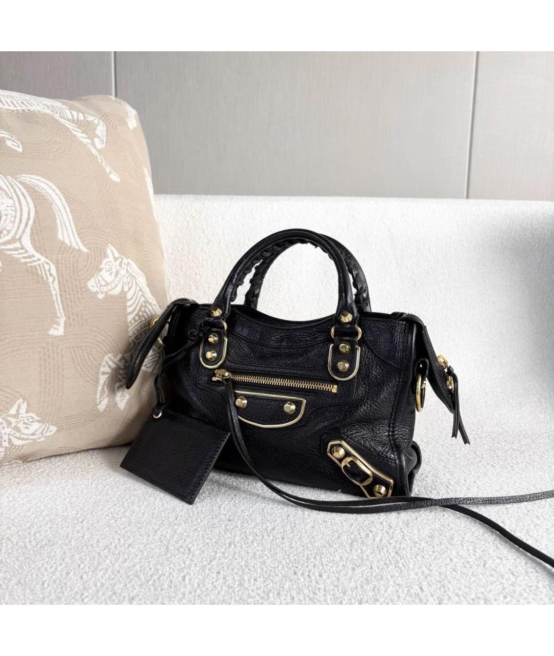 BALENCIAGA Черная кожаная сумка через плечо, фото 6