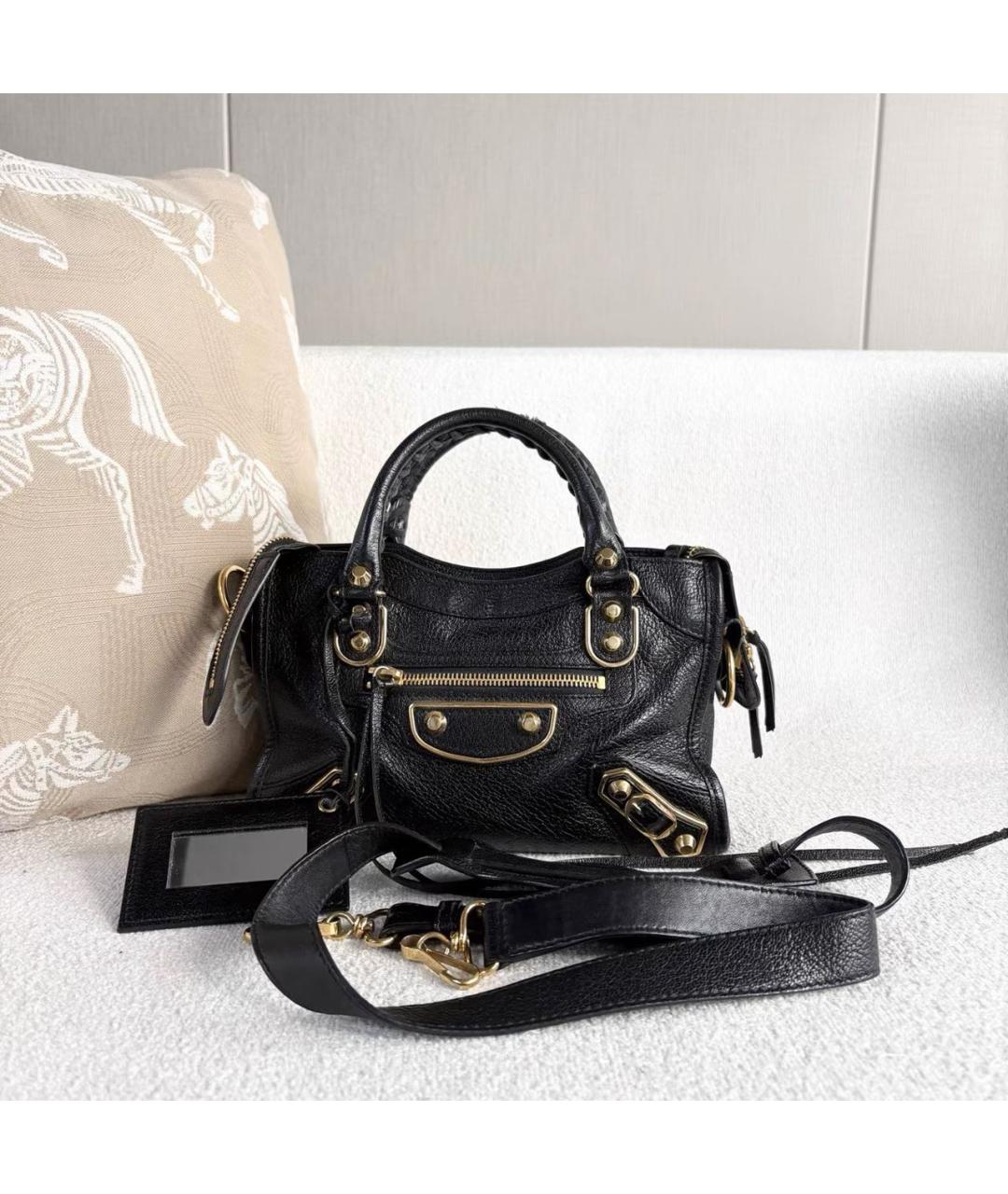 BALENCIAGA Черная кожаная сумка через плечо, фото 9