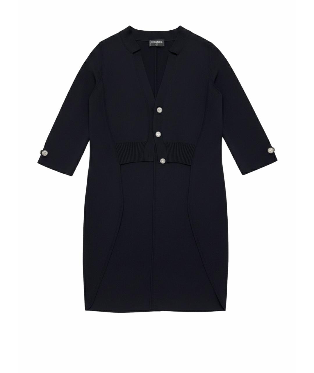 CHANEL Черный вискозный кардиган, фото 1