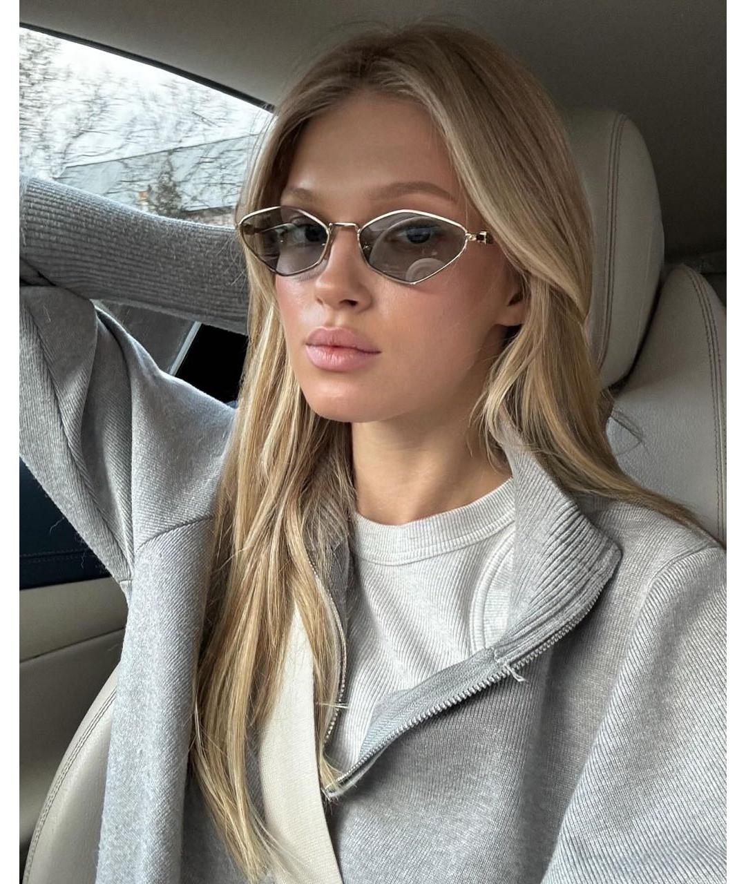 MIU MIU Золотые металлические солнцезащитные очки, фото 5