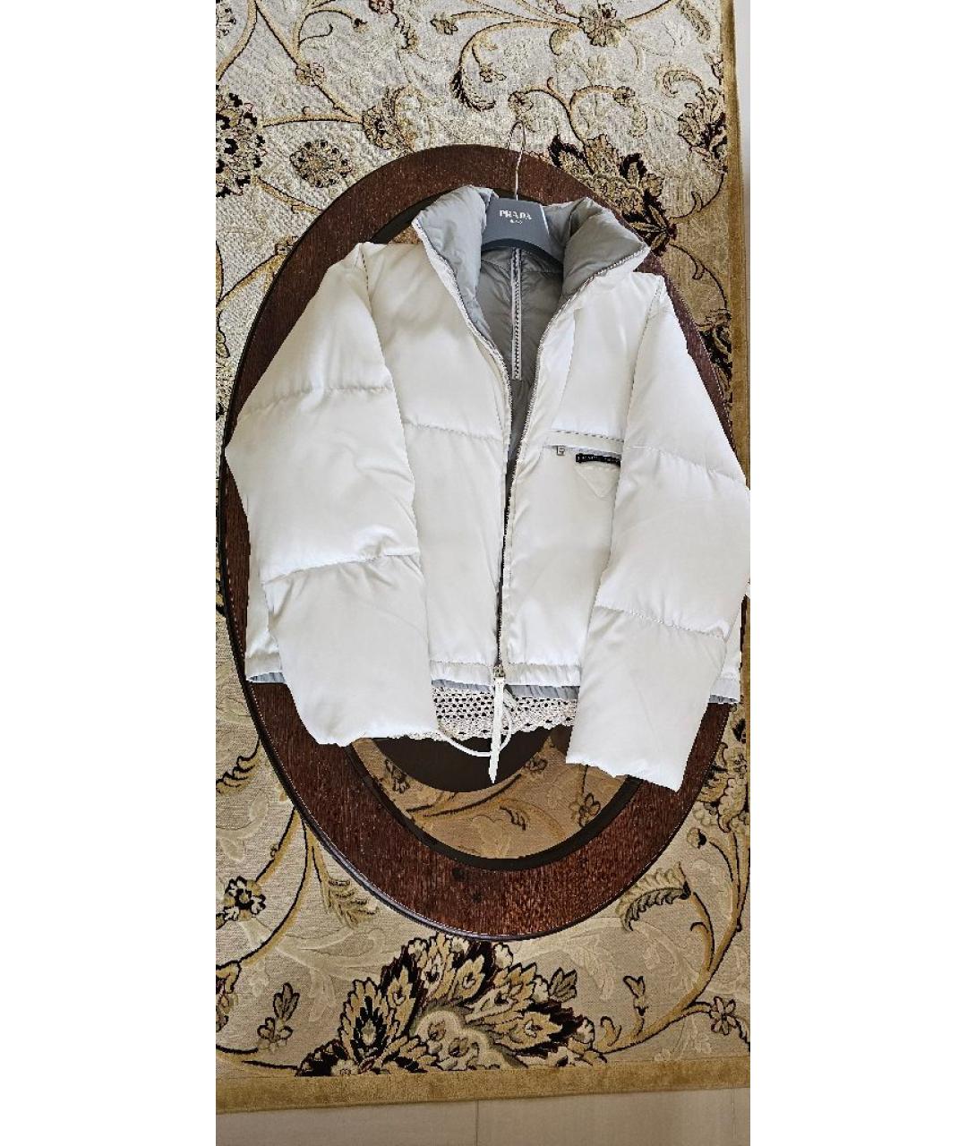 PRADA Белый полиэстеровый пуховик, фото 7