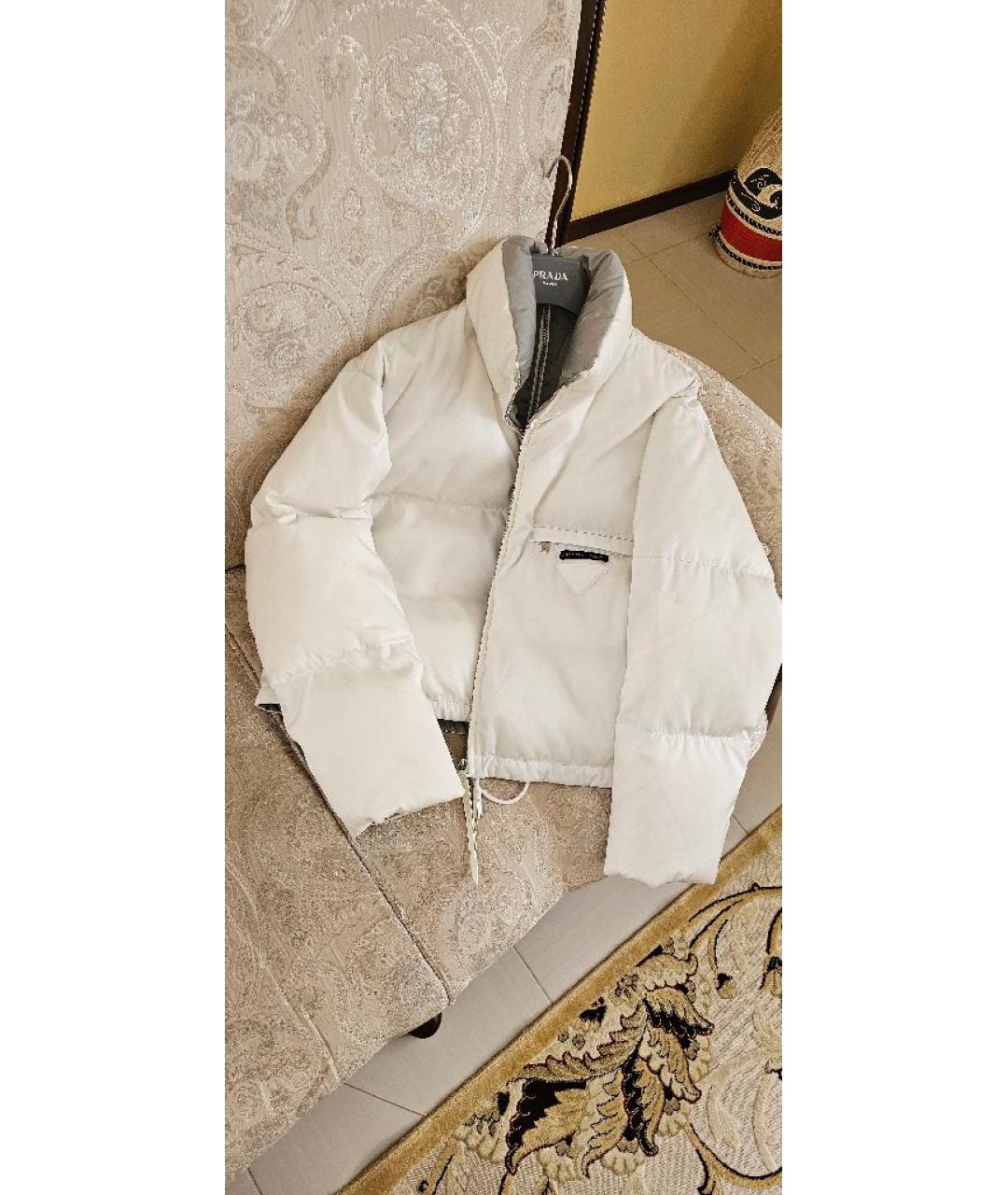 PRADA Белый полиэстеровый пуховик, фото 9