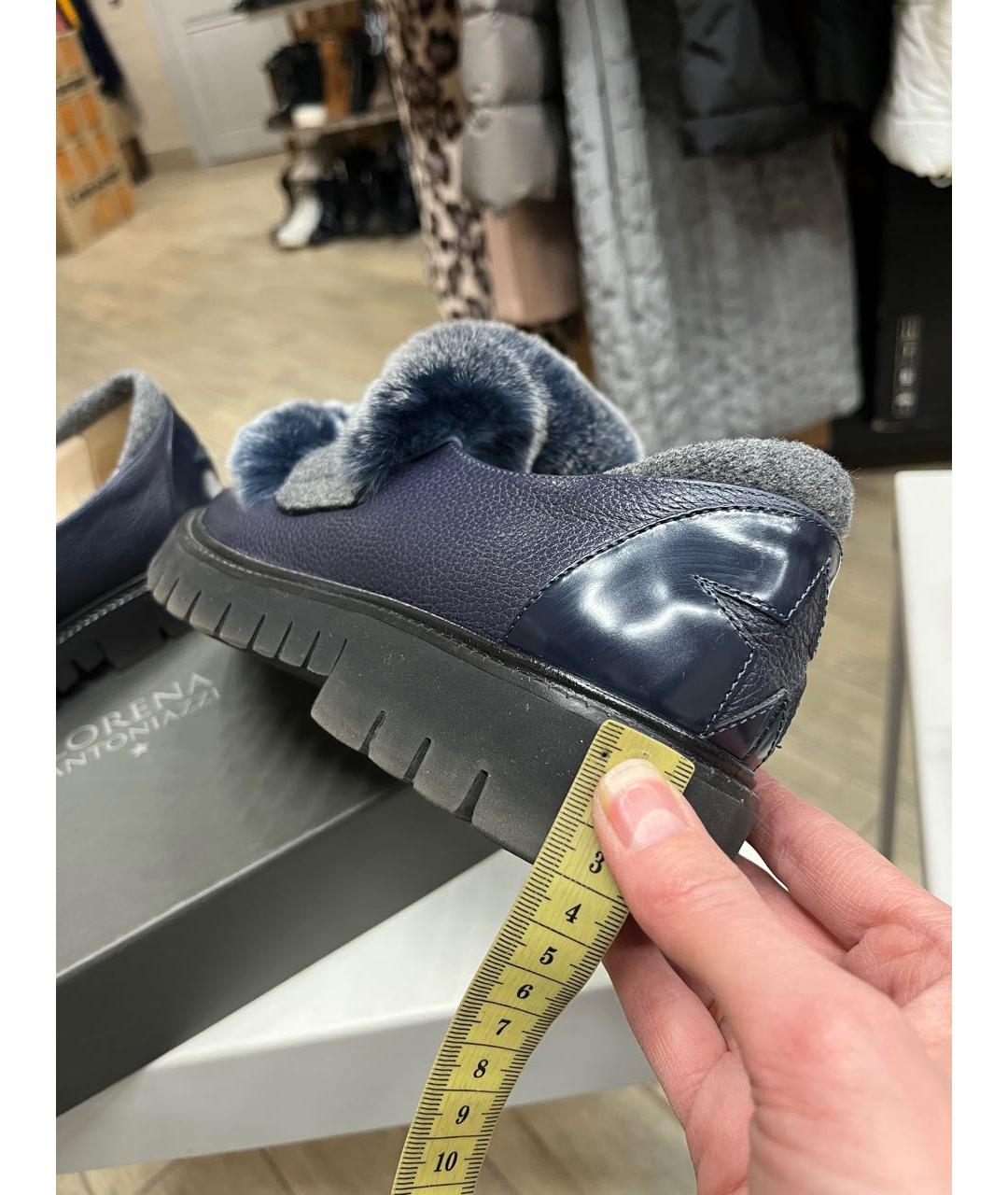 LORENA ANTONIAZZI Темно-синие кожаные лоферы, фото 5