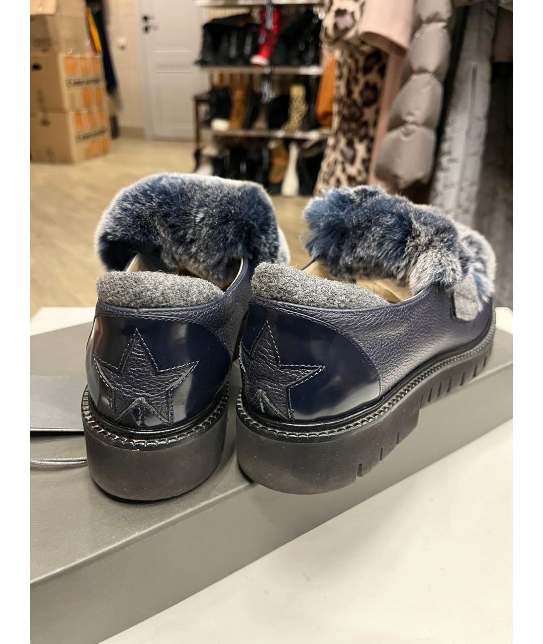 LORENA ANTONIAZZI Темно-синие кожаные лоферы, фото 3