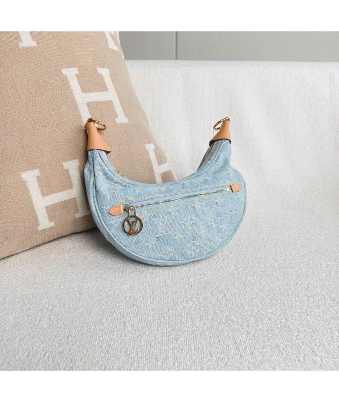 LOUIS VUITTON Голубая деним сумка через плечо, фото 6