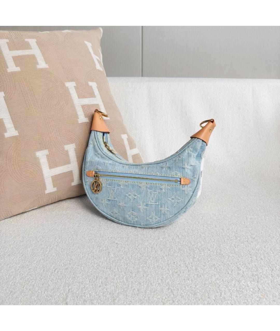 LOUIS VUITTON Голубая деним сумка через плечо, фото 4