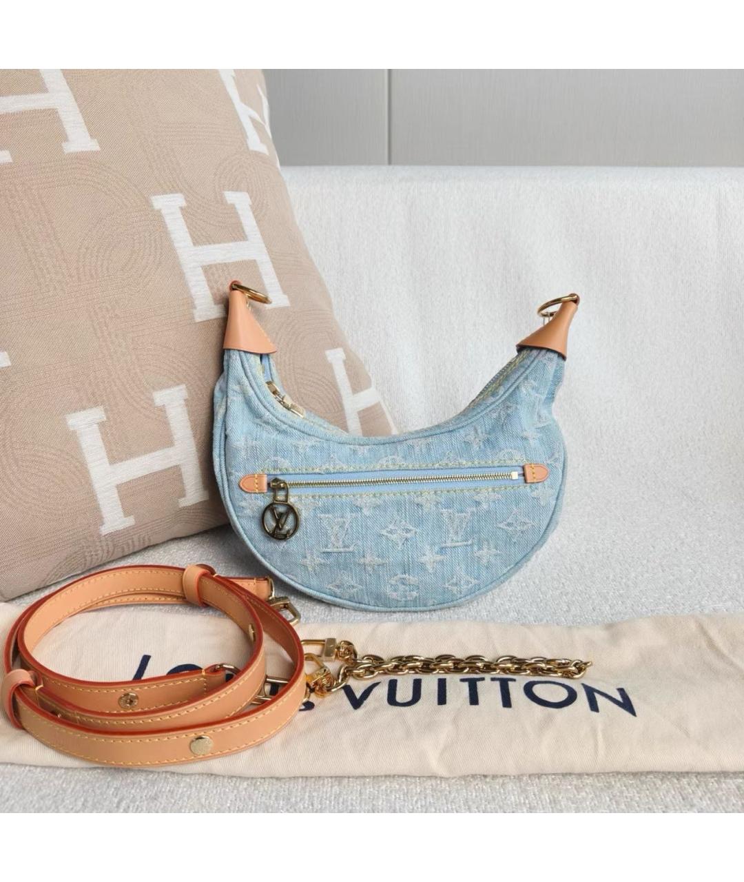 LOUIS VUITTON Голубая деним сумка через плечо, фото 2