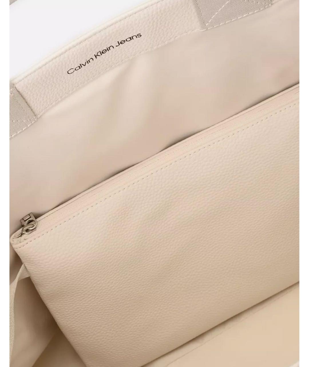 CALVIN KLEIN Белая сумка тоут из искусственной кожи, фото 3