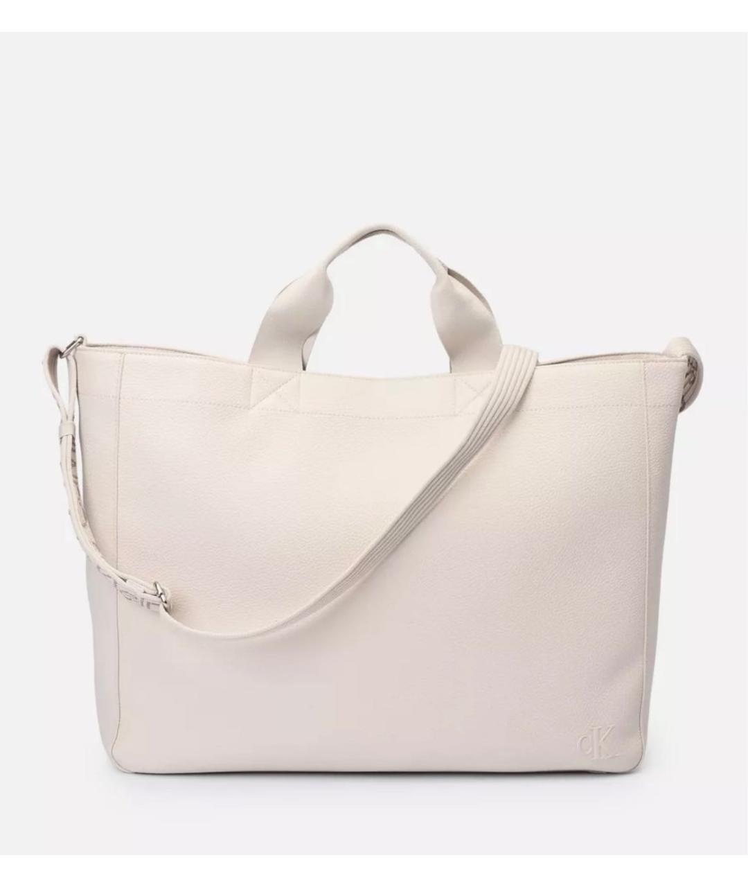 CALVIN KLEIN Белая сумка тоут из искусственной кожи, фото 4