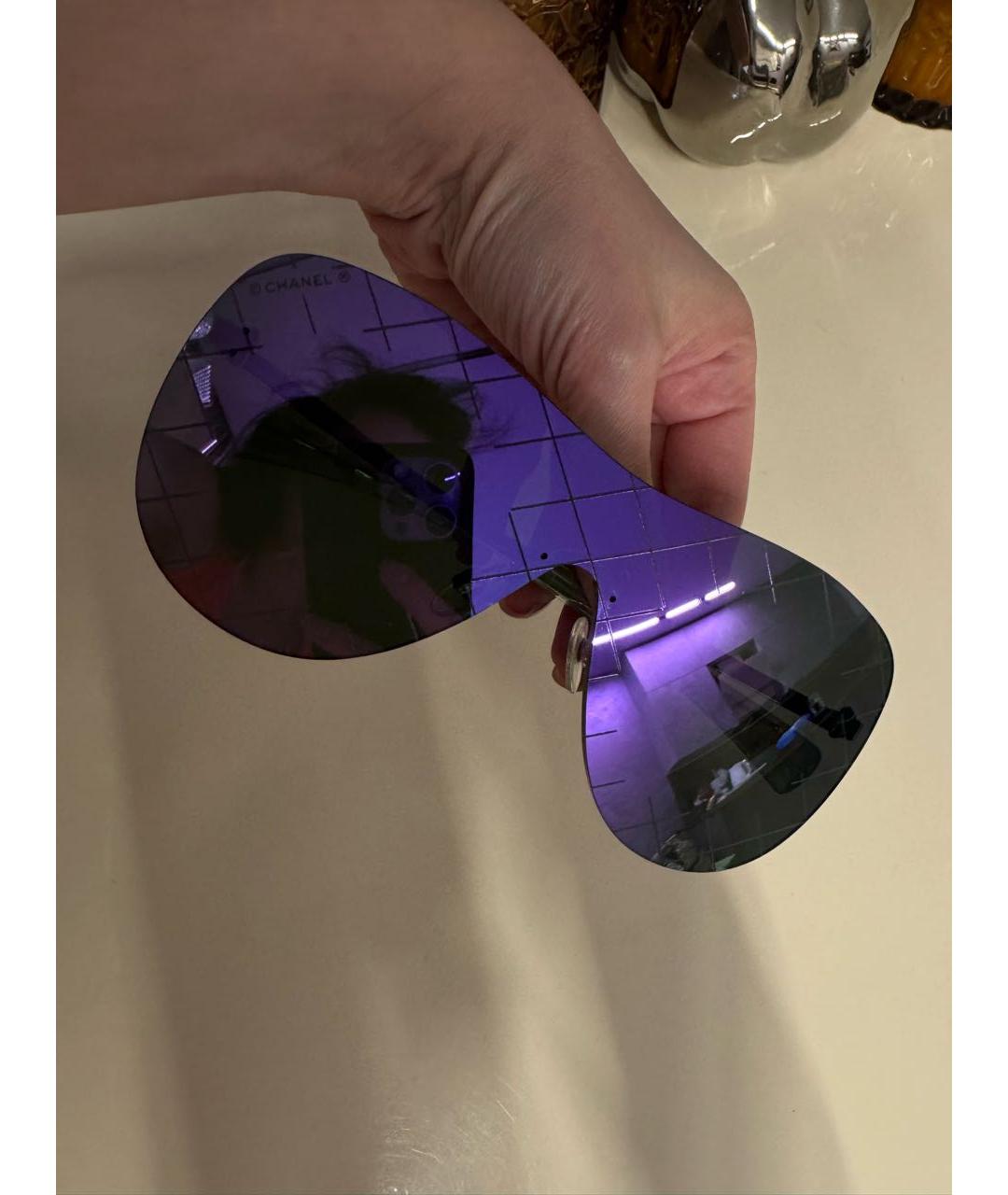 CHANEL Фиолетовые металлические солнцезащитные очки, фото 4