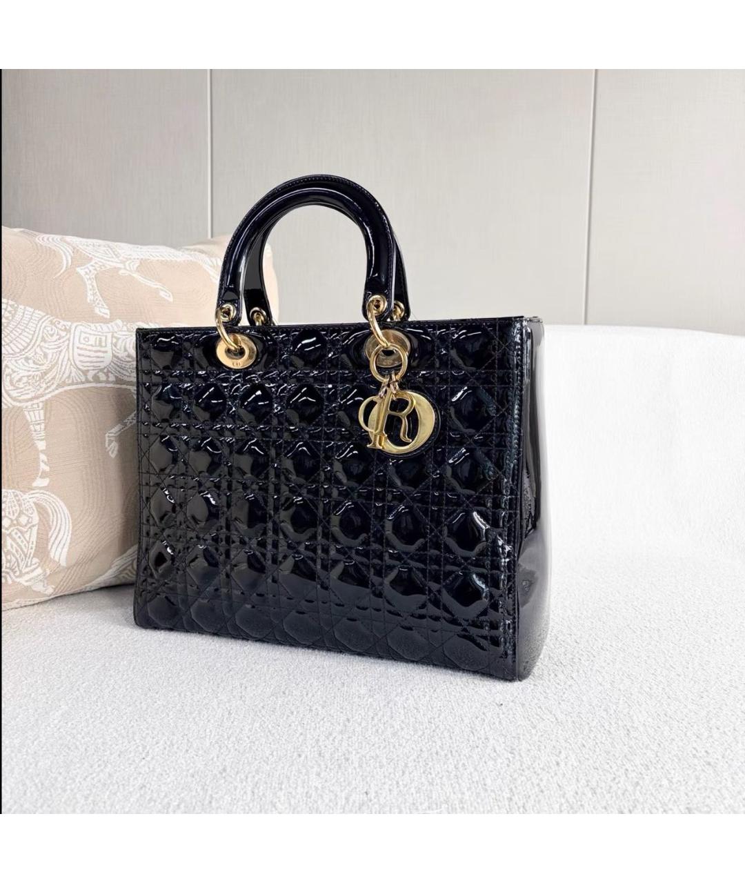 CHRISTIAN DIOR Черная сумка тоут из лакированной кожи, фото 4