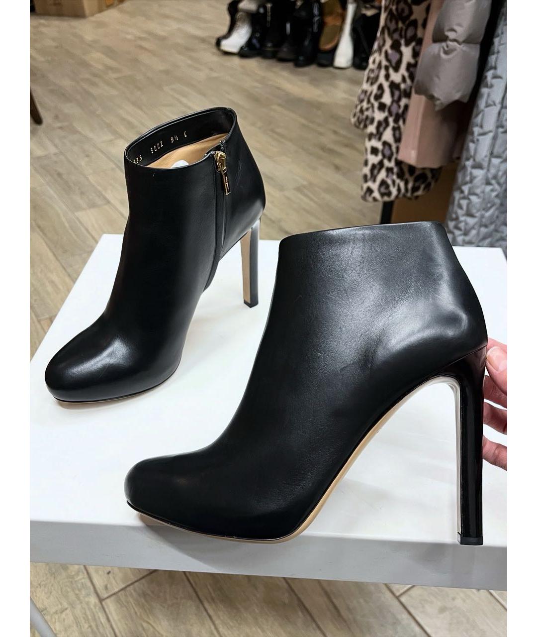 FERRAGAMO Черные кожаные ботильоны, фото 9