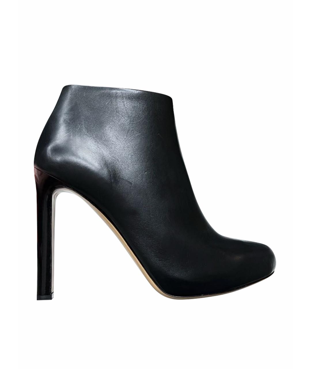 FERRAGAMO Черные кожаные ботильоны, фото 1