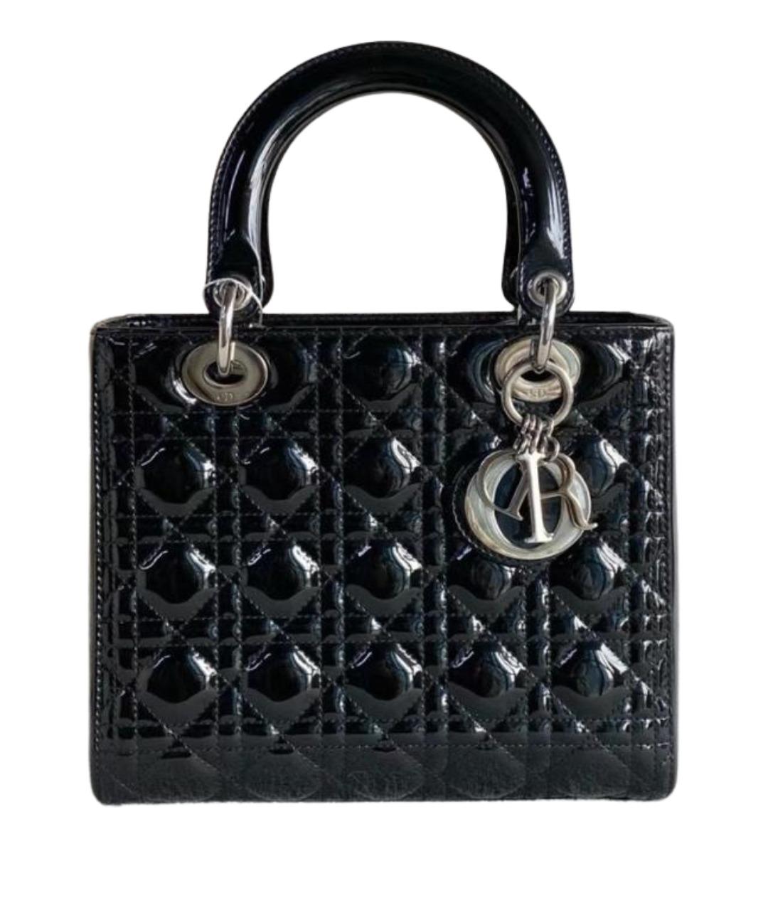 CHRISTIAN DIOR Черная сумка с короткими ручками из лакированной кожи, фото 1