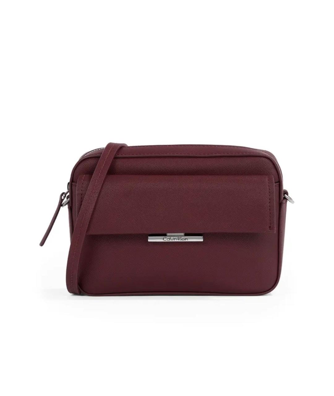 CALVIN KLEIN Бордовая сумка через плечо из искусственной кожи, фото 3