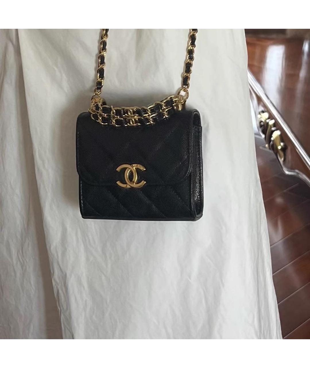 CHANEL Черная кожаная сумка через плечо, фото 7