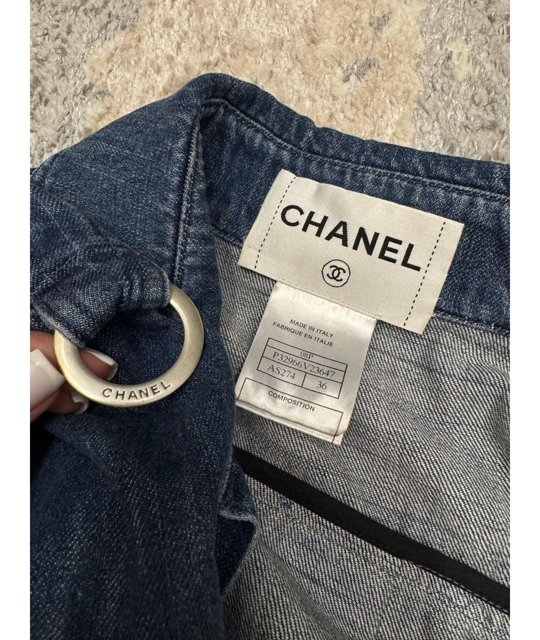 CHANEL Темно-синий деним жакет/пиджак, фото 5