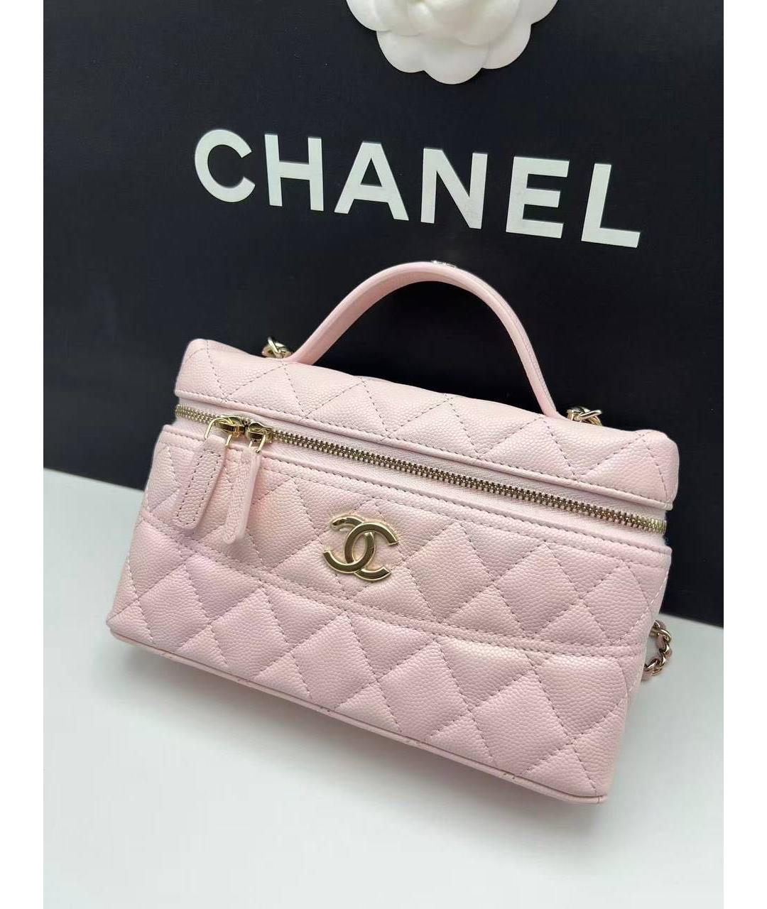 CHANEL Розовая кожаная сумка с короткими ручками, фото 2