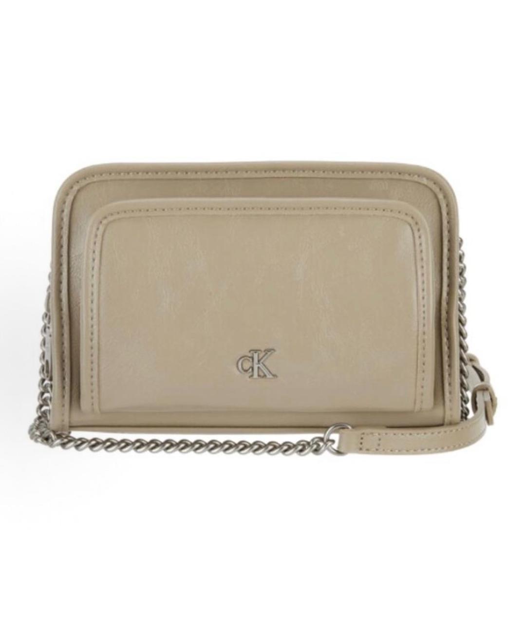CALVIN KLEIN Бежевая сумка через плечо из искусственной кожи, фото 4