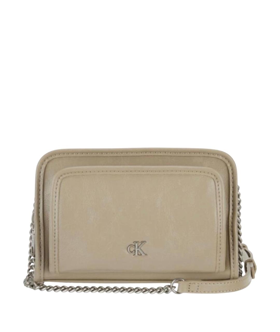 CALVIN KLEIN Бежевая сумка через плечо из искусственной кожи, фото 1