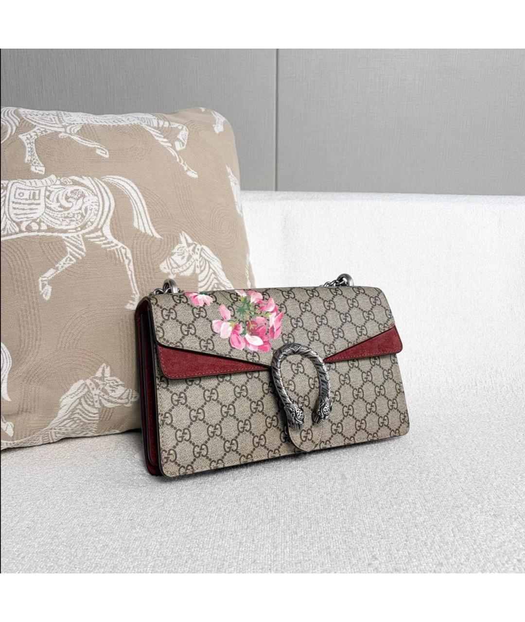 GUCCI Бордовая замшевая сумка через плечо, фото 6