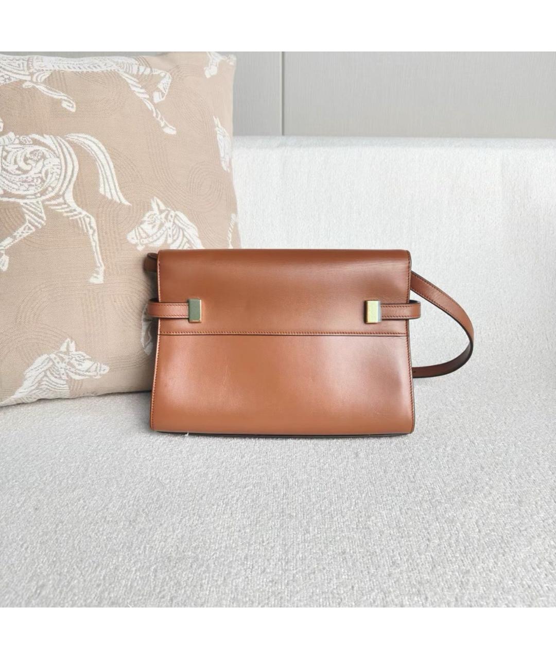 SAINT LAURENT Коричневая кожаная сумка с короткими ручками, фото 3