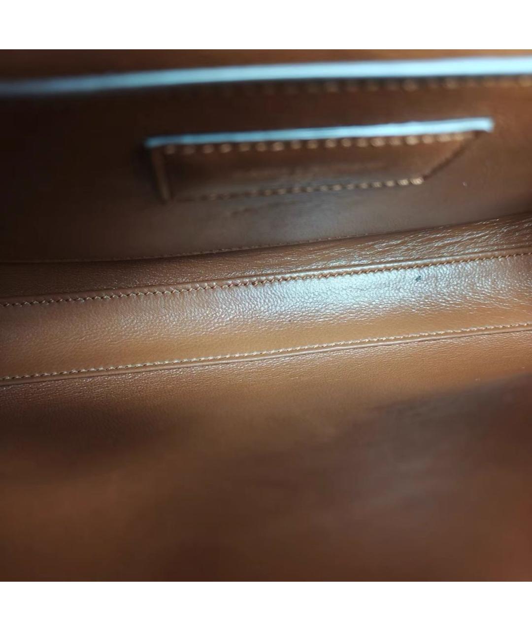 SAINT LAURENT Коричневая кожаная сумка с короткими ручками, фото 7