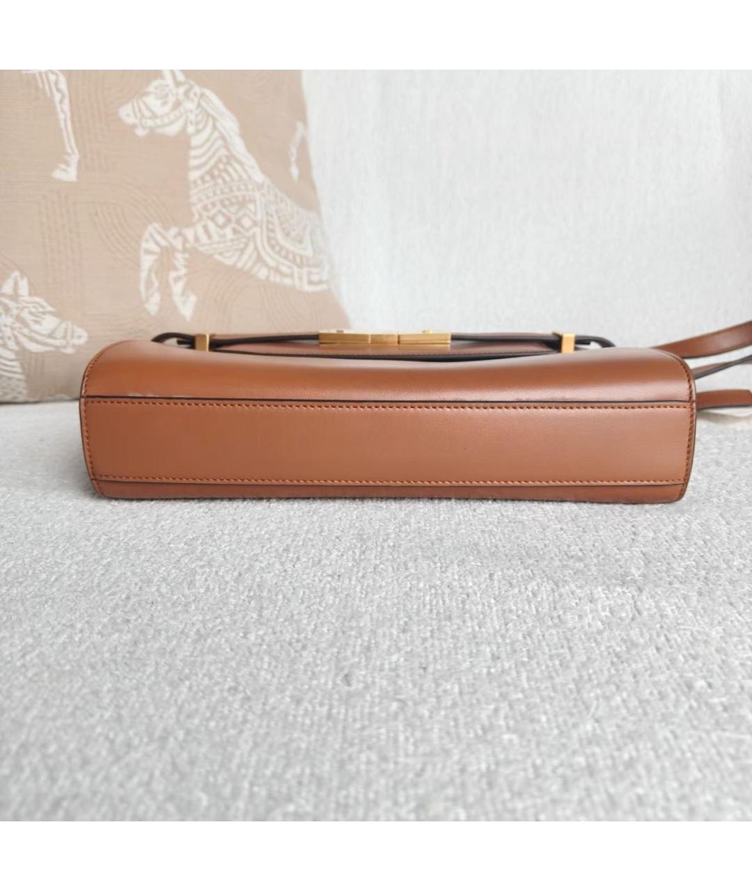 SAINT LAURENT Коричневая кожаная сумка с короткими ручками, фото 5