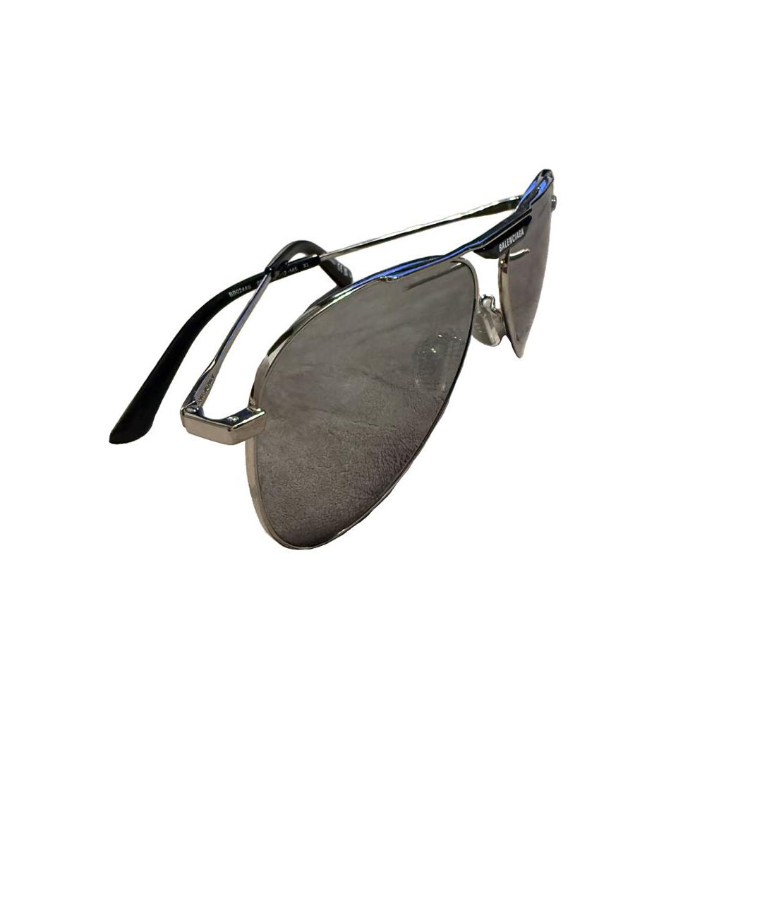 BALENCIAGA Серебряные металлические солнцезащитные очки, фото 2