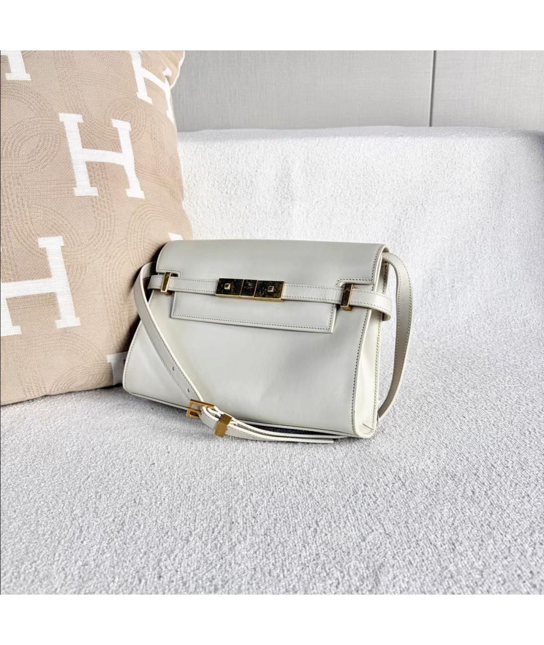 SAINT LAURENT Белая кожаная сумка через плечо, фото 2