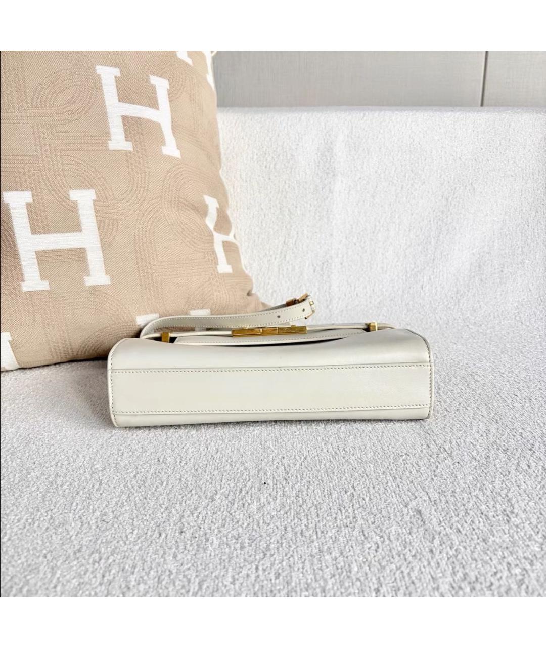 SAINT LAURENT Белая кожаная сумка через плечо, фото 5