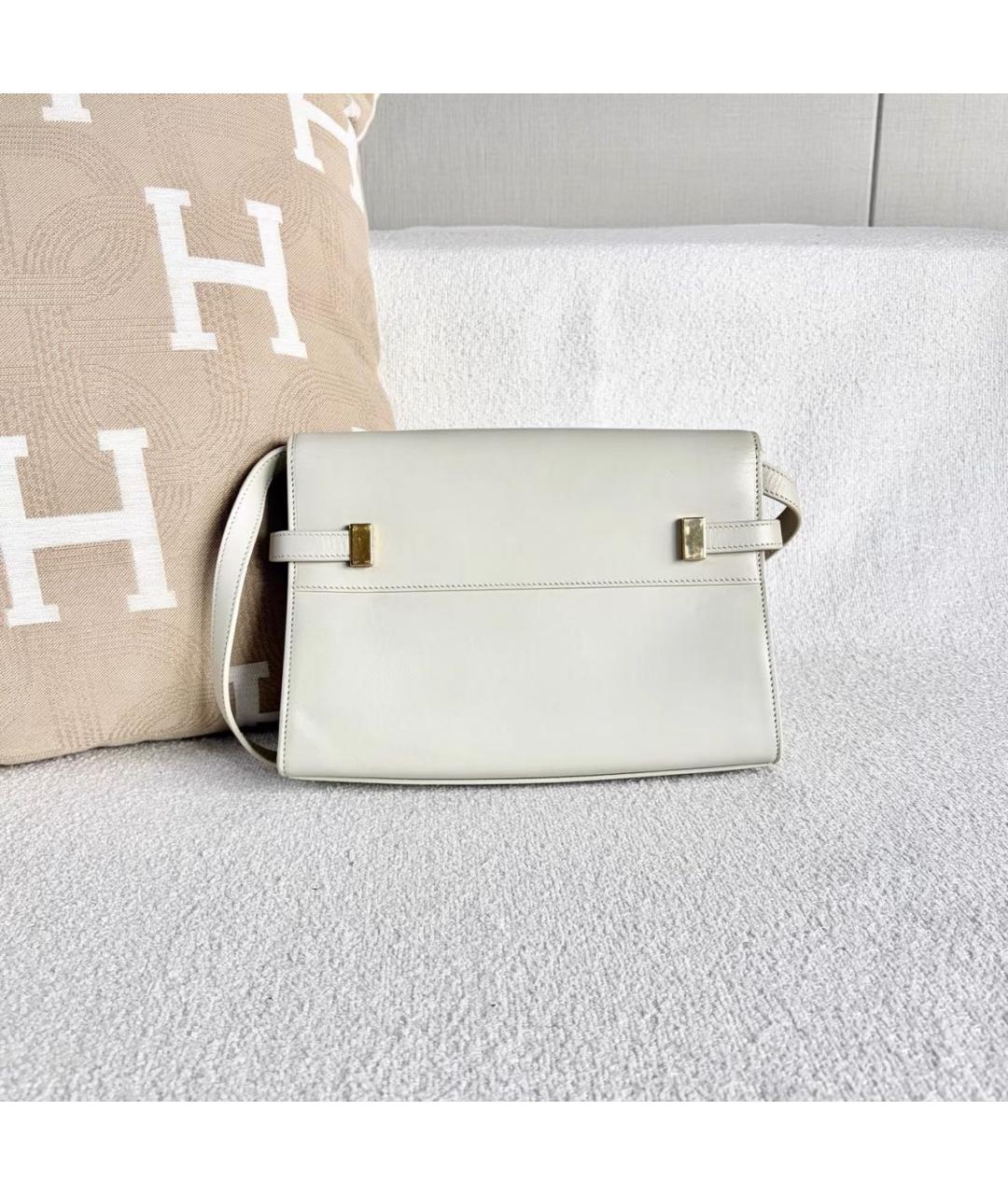 SAINT LAURENT Белая кожаная сумка через плечо, фото 4