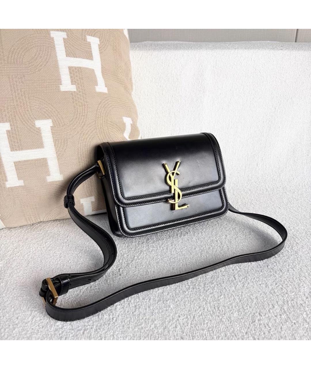 SAINT LAURENT Черная кожаная сумка через плечо, фото 3