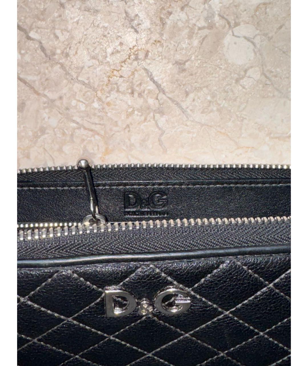 DOLCE&GABBANA Черный кожаный кошелек, фото 6