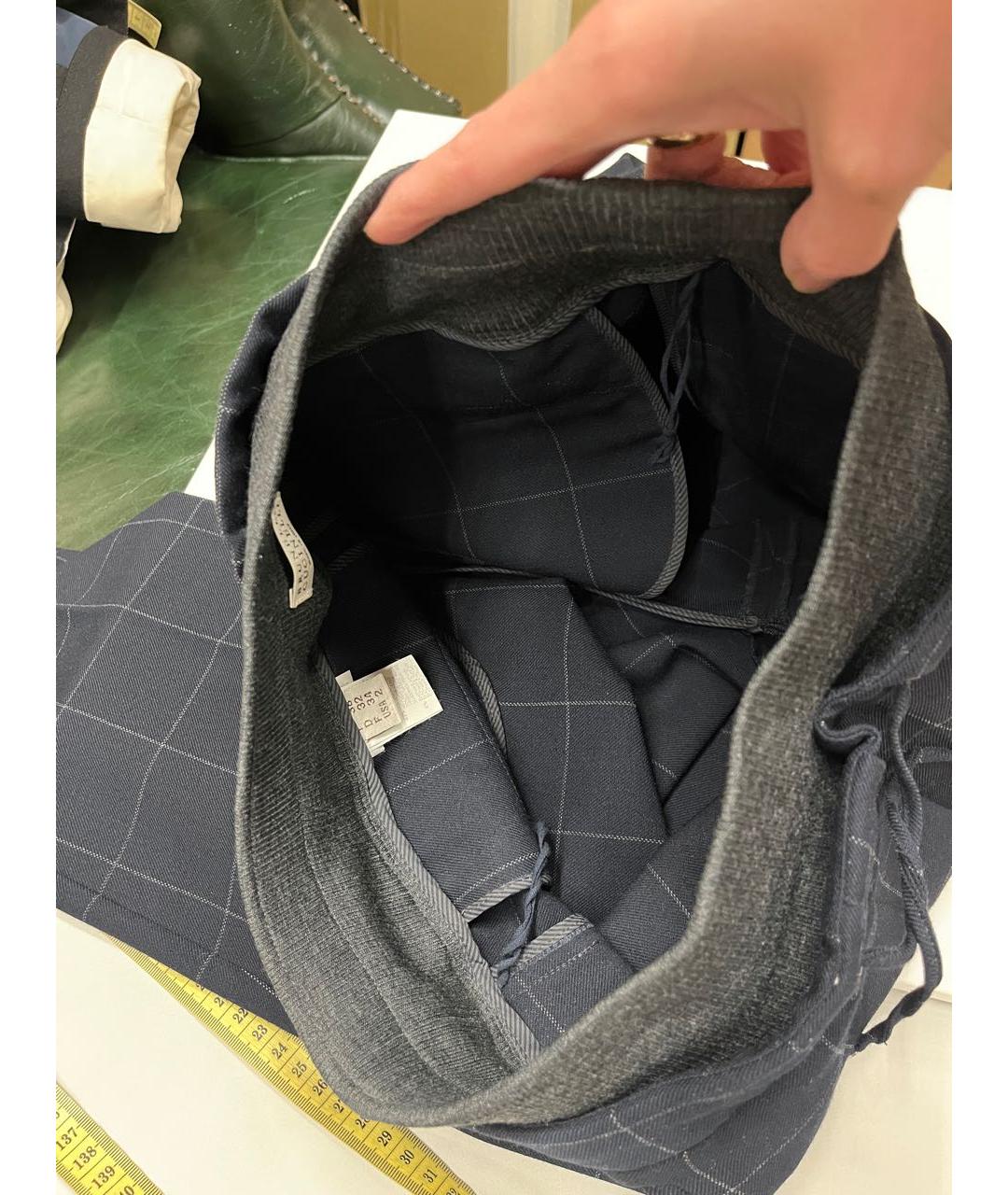 BRUNELLO CUCINELLI Темно-синие шерстяные прямые брюки, фото 4