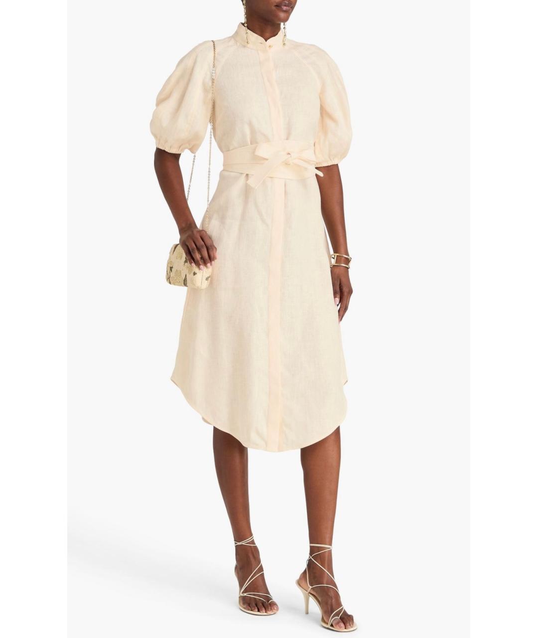 ZIMMERMANN Бежевое льняное коктейльное платье, фото 2