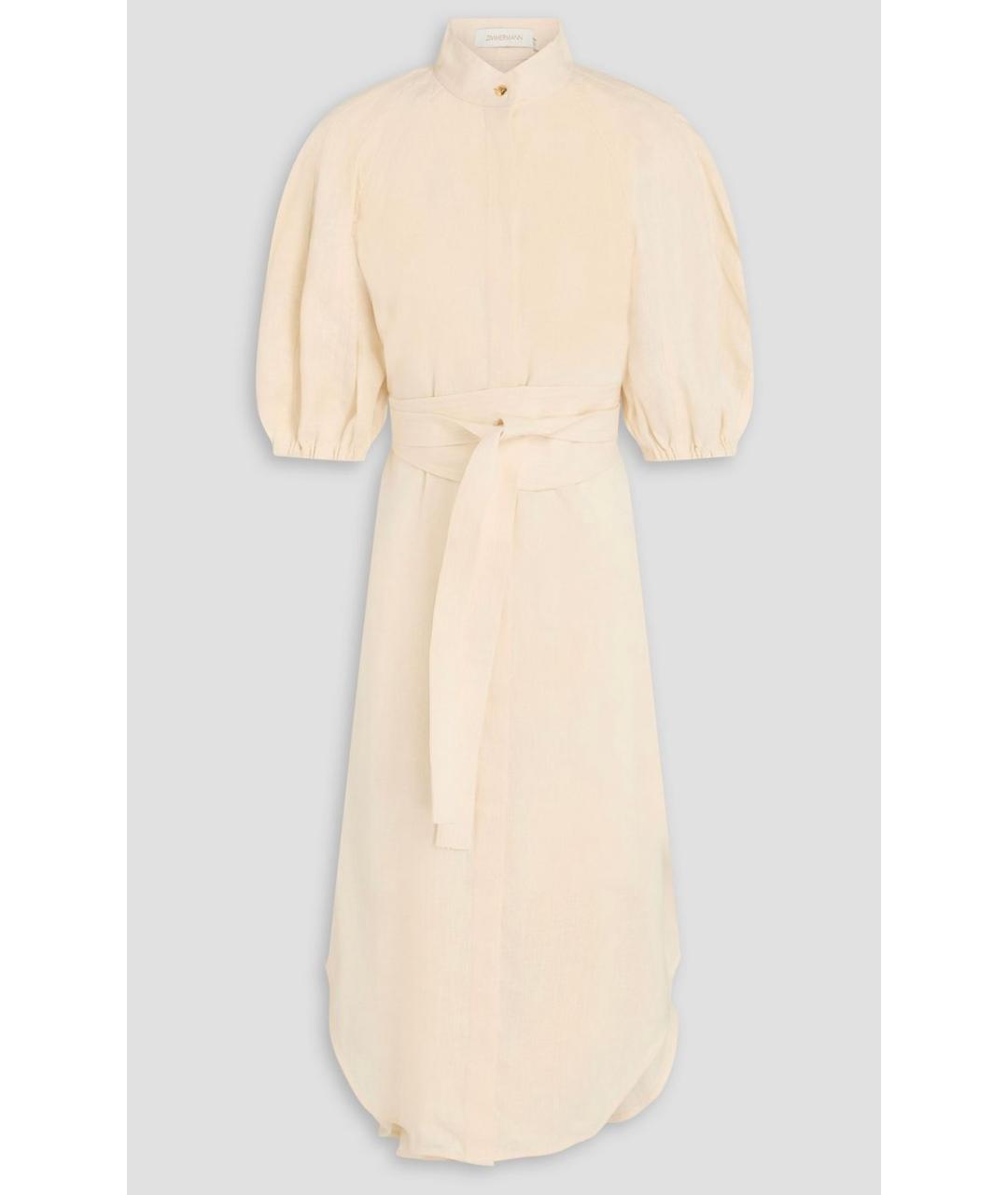 ZIMMERMANN Бежевое льняное коктейльное платье, фото 4