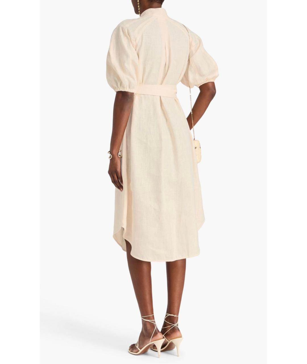 ZIMMERMANN Бежевое льняное коктейльное платье, фото 3