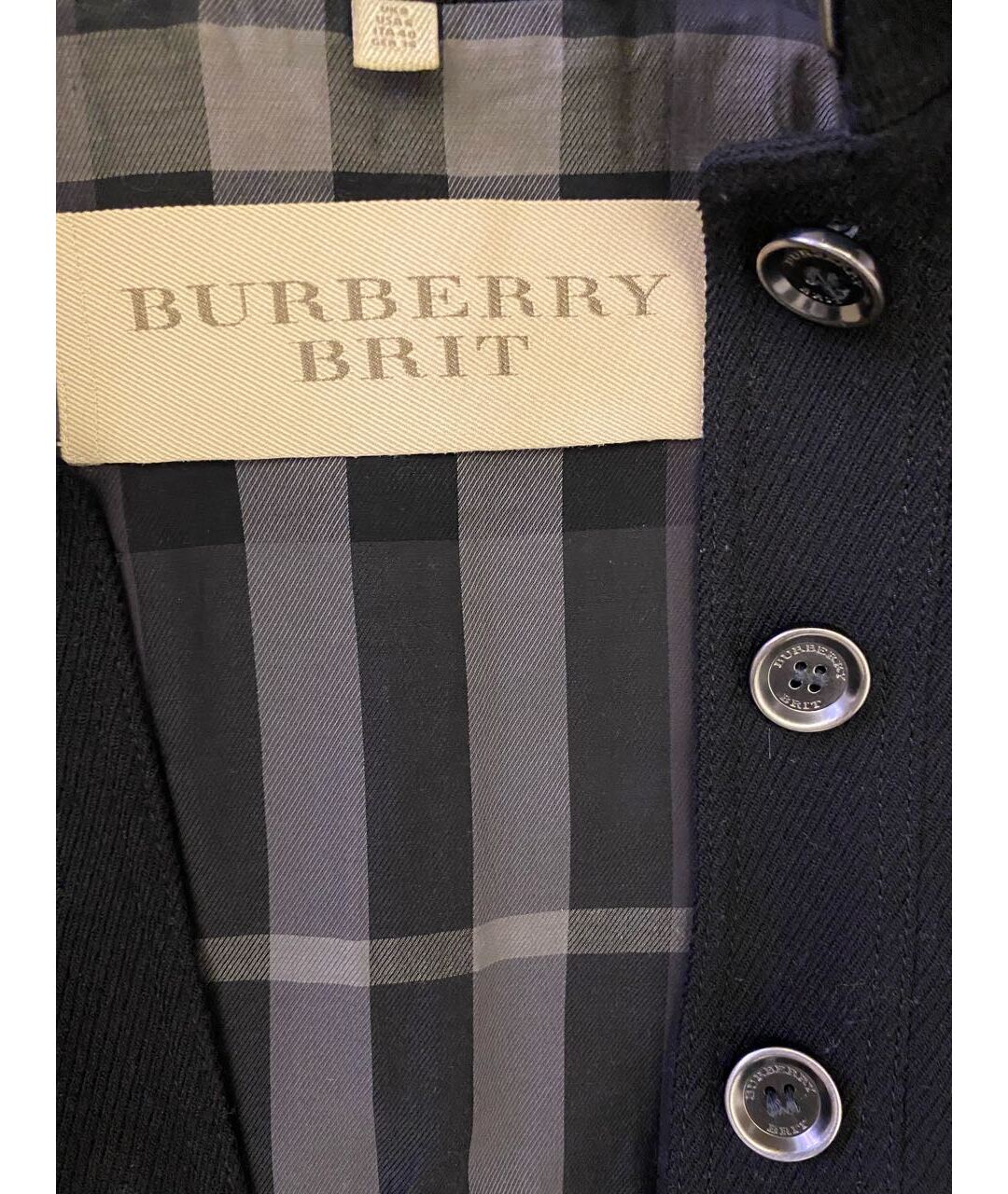 BURBERRY BRIT Черное шерстяное пальто, фото 3