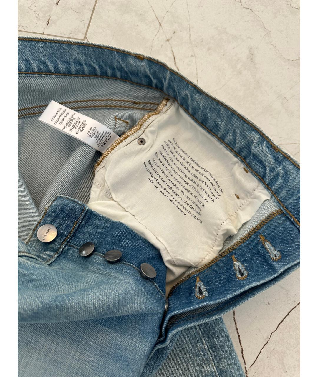 FRAME Голубые хлопковые прямые джинсы, фото 4