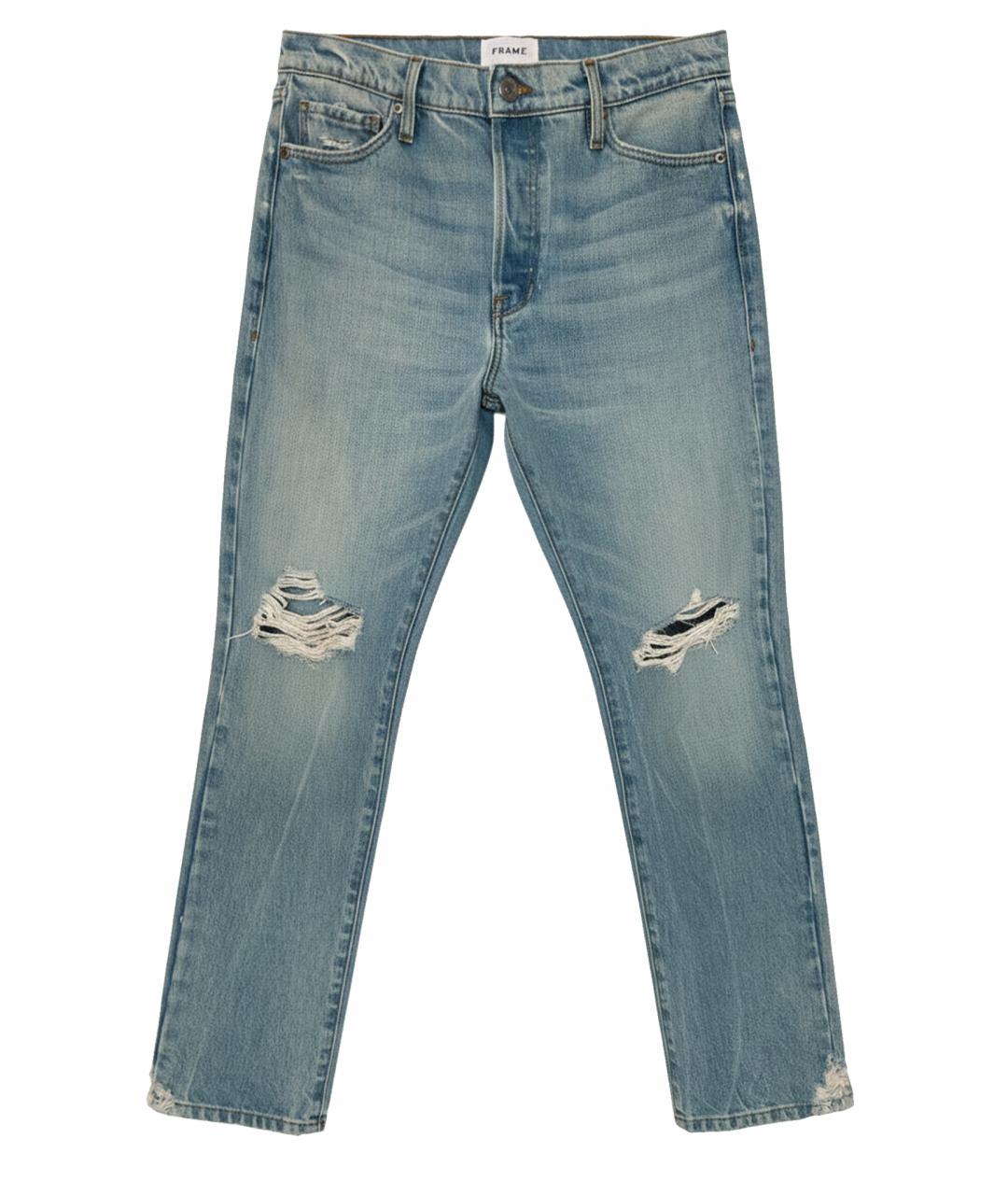 FRAME Голубые хлопковые прямые джинсы, фото 1