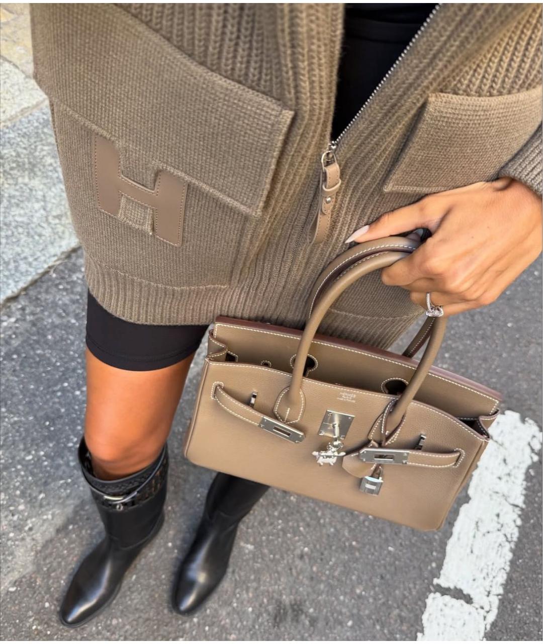 HERMES Хаки шерстяной кардиган, фото 2