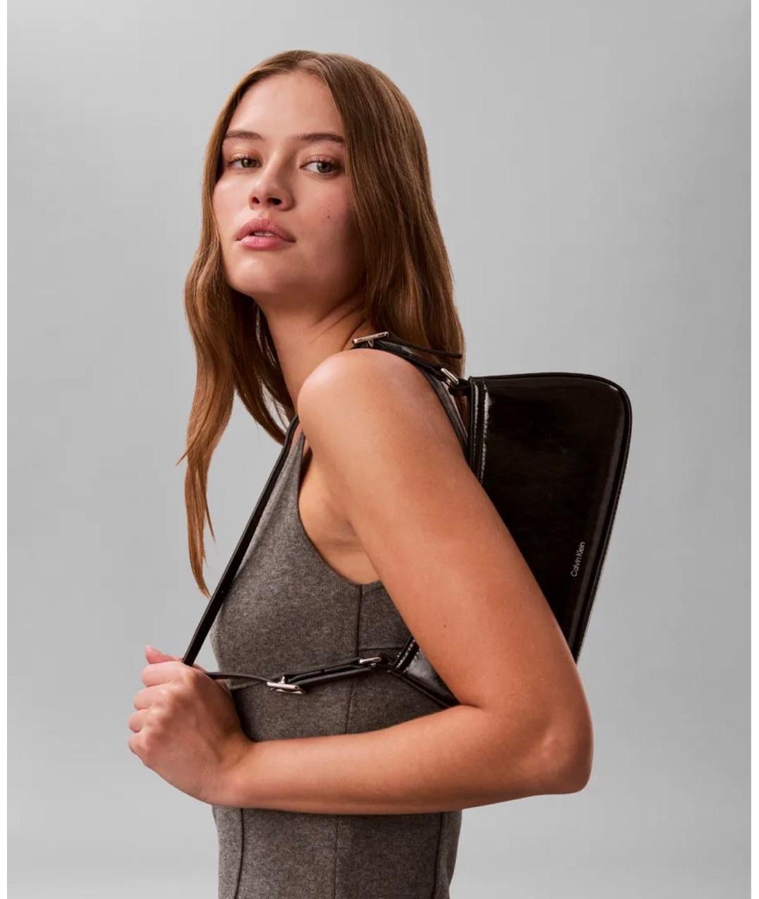 CALVIN KLEIN Черная сумка с короткими ручками, фото 2