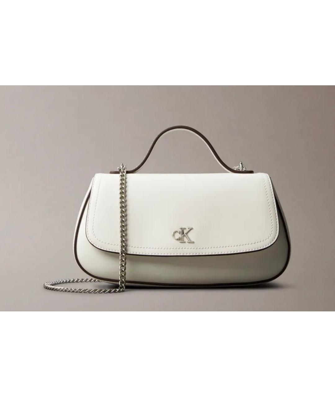 CALVIN KLEIN Белая сумка с короткими ручками из искусственной кожи, фото 3