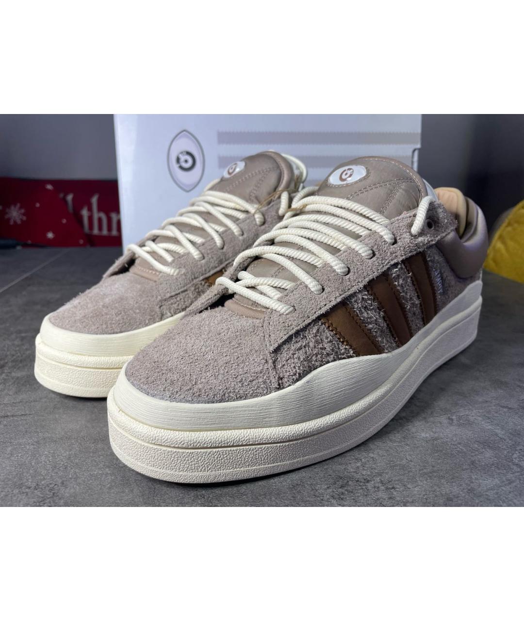 ADIDAS Бежевые замшевые низкие кроссовки / кеды, фото 2