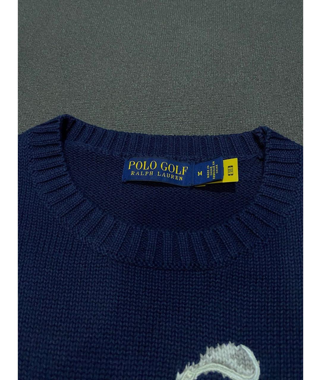 POLO RALPH LAUREN Темно-синий хлопковый джемпер / свитер, фото 5