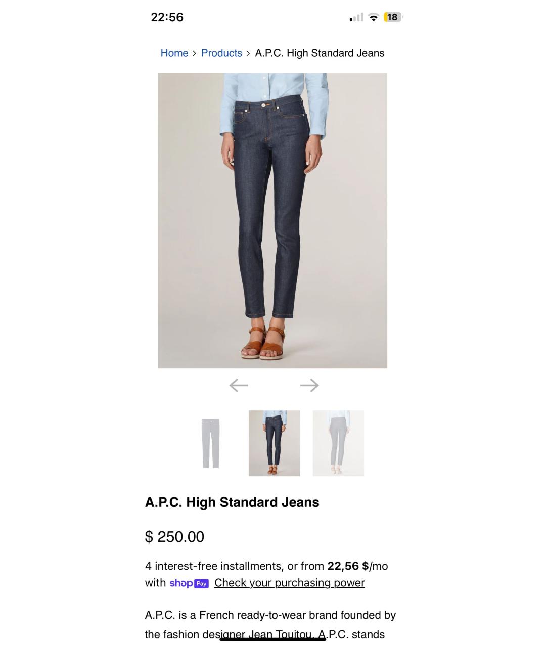 A.P.C. Темно-синие хлопковые джинсы слим, фото 2