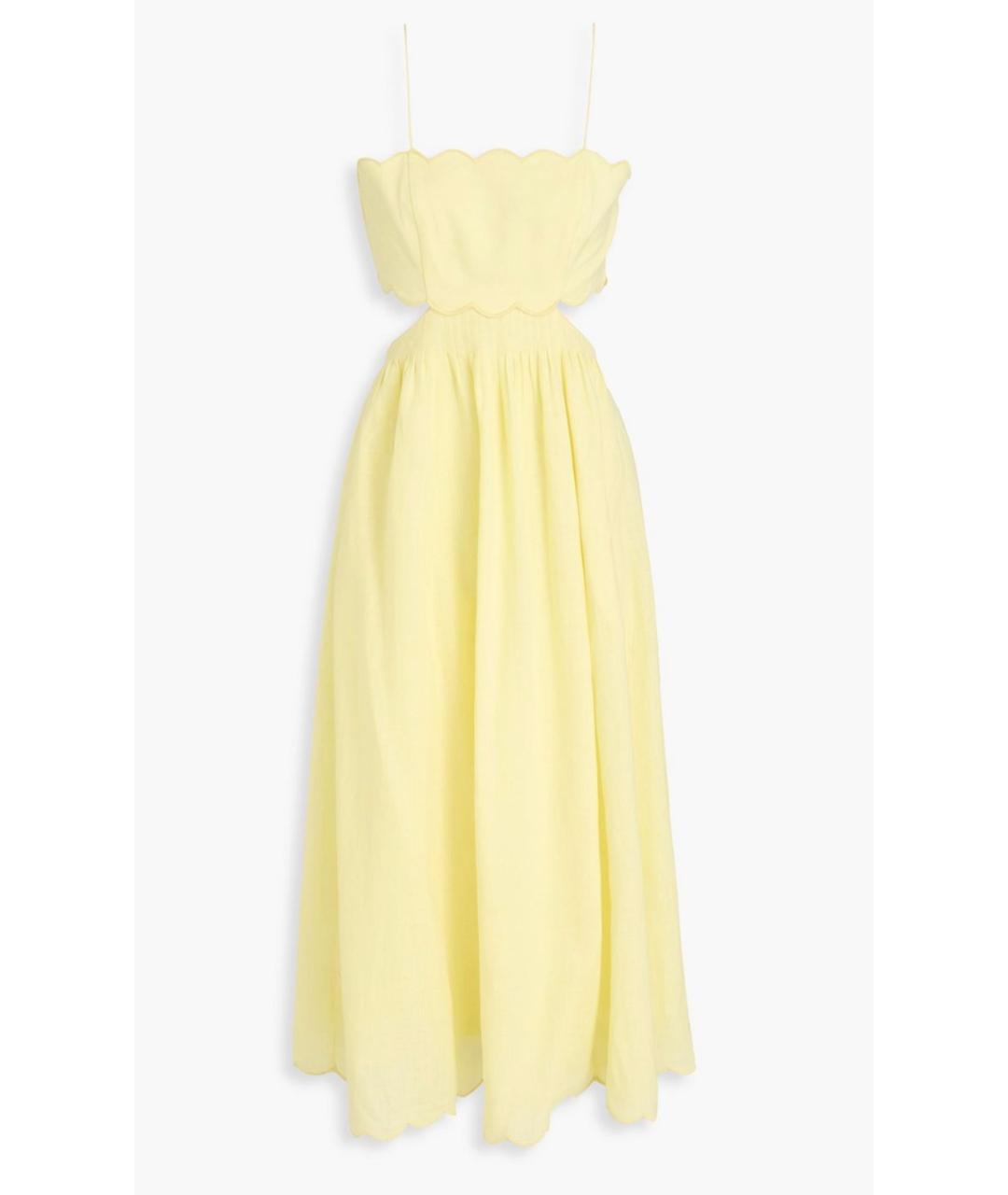 ZIMMERMANN Желтое льняное коктейльное платье, фото 4